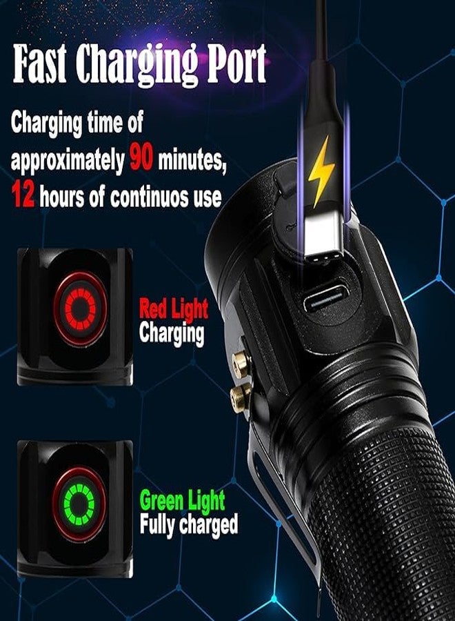 GHIME Torch Light High Power, Mini LED Flashlight Rechargeable 20000 Lumens with 5 Light Modes, Pocket with Clip, Magnetic Flashlight for EDC, Camping, Hiking, Emergency (Modern) - Image 5